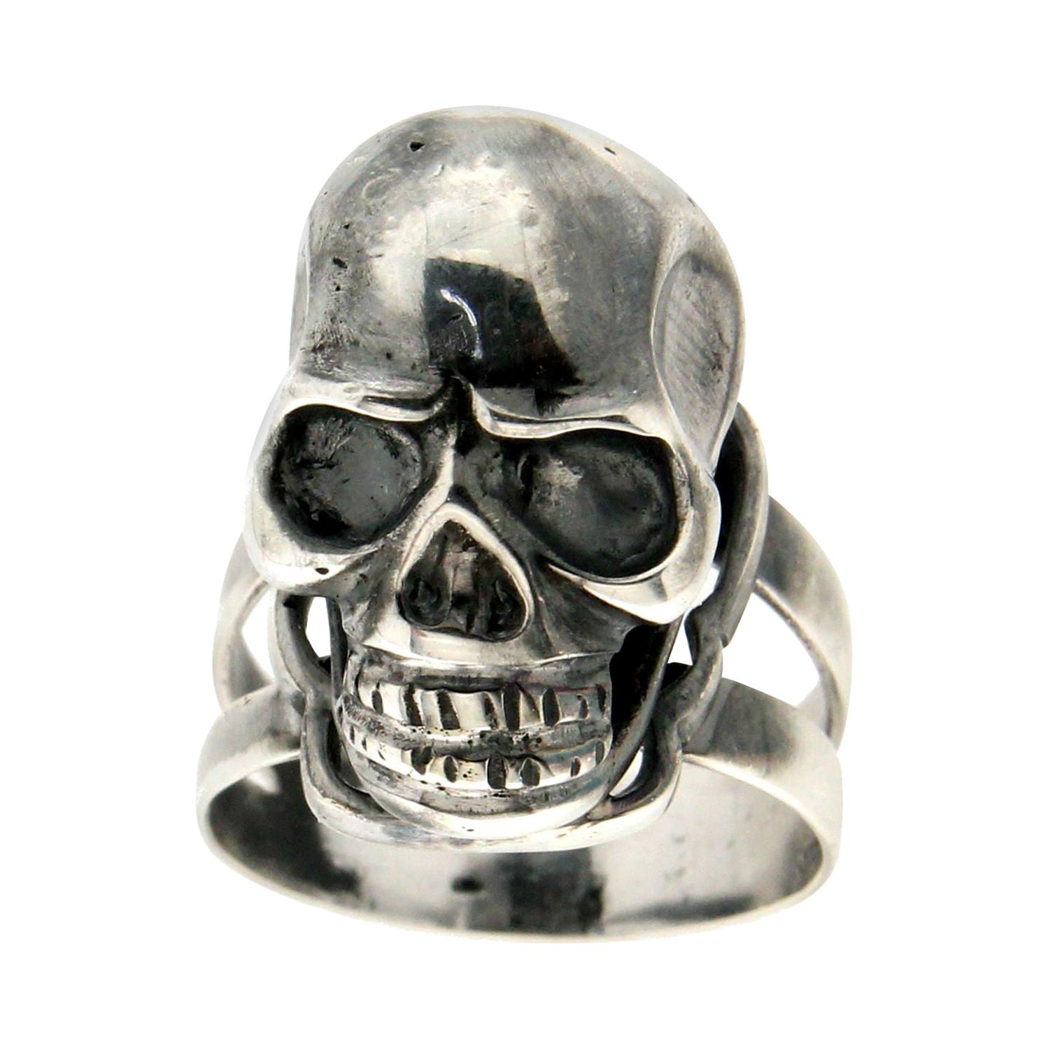 Handcraft Skull 800 thousandths  Silver Cocktail Ring For Sale