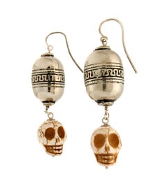 Handcraft Skull 800 thousandth Silver Drop Earrings
