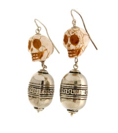 Handcraft Skull 800 thousandth Silver Drop Earrings