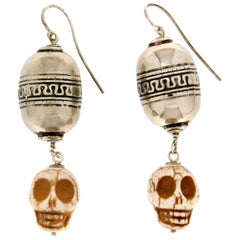 Handcraft Skull 800 thousandth Silver Drop Earrings