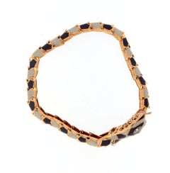 Handcraft Snake 14 Karat Yellow Gold Diamonds Cuff Bracelet