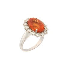 Handcraft Spessartite Garnet 18 Karat White Gold Diamonds Cocktail Ring