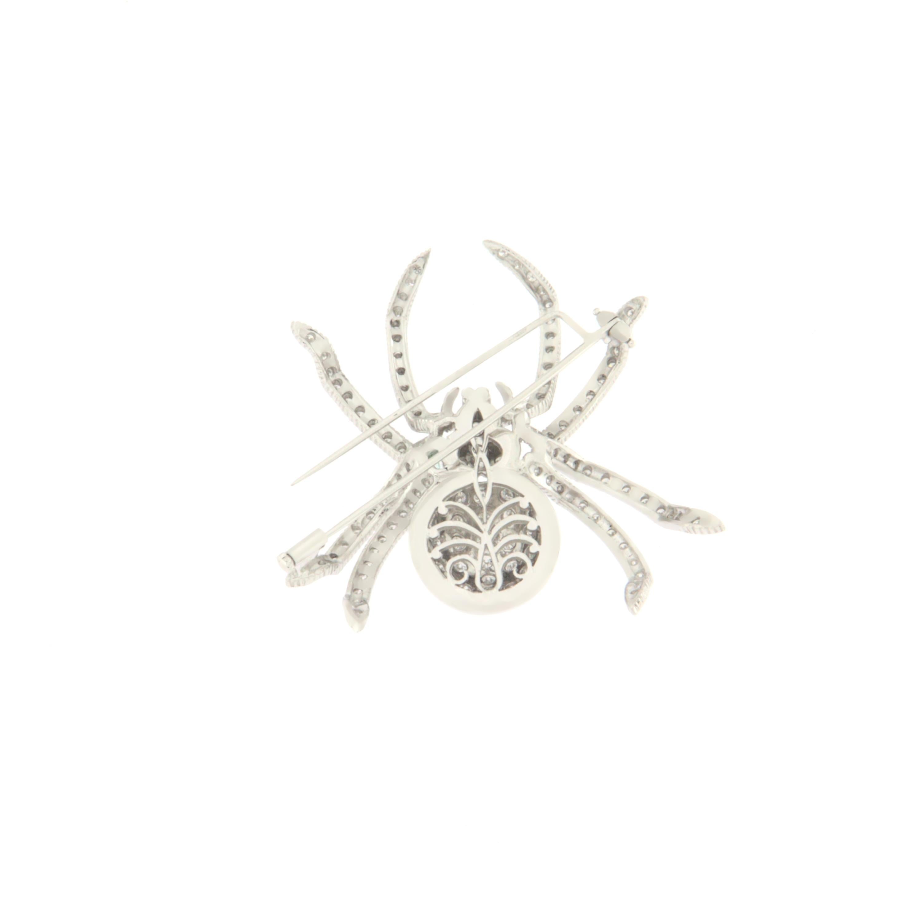 Artisan Handcraft Spider 18 Karat White Gold Diamonds Brooch