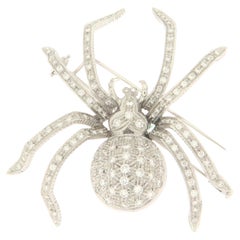 Handcraft Spider 18 Karat White Gold Diamonds Brooch