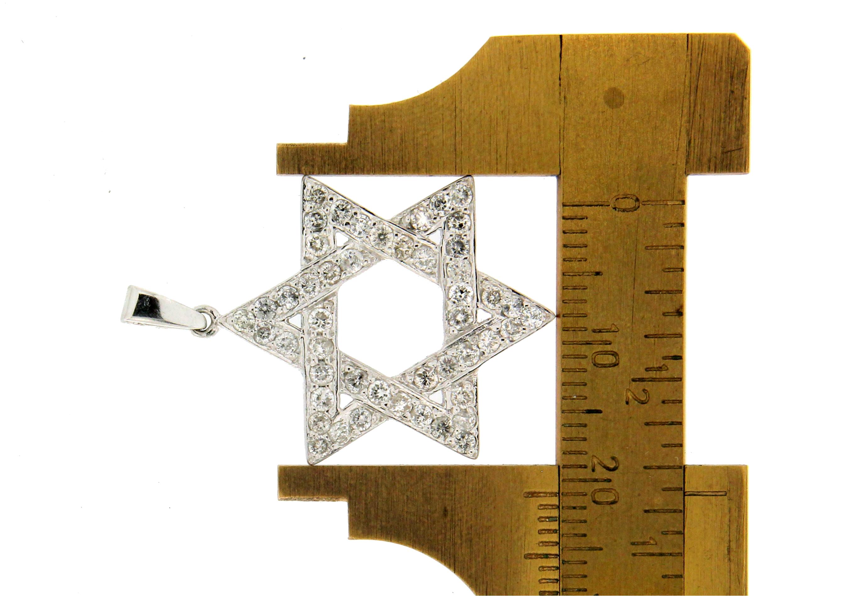 Brilliant Cut Handcraft Star of David 18 Karat White Gold Diamonds Pendant Necklace