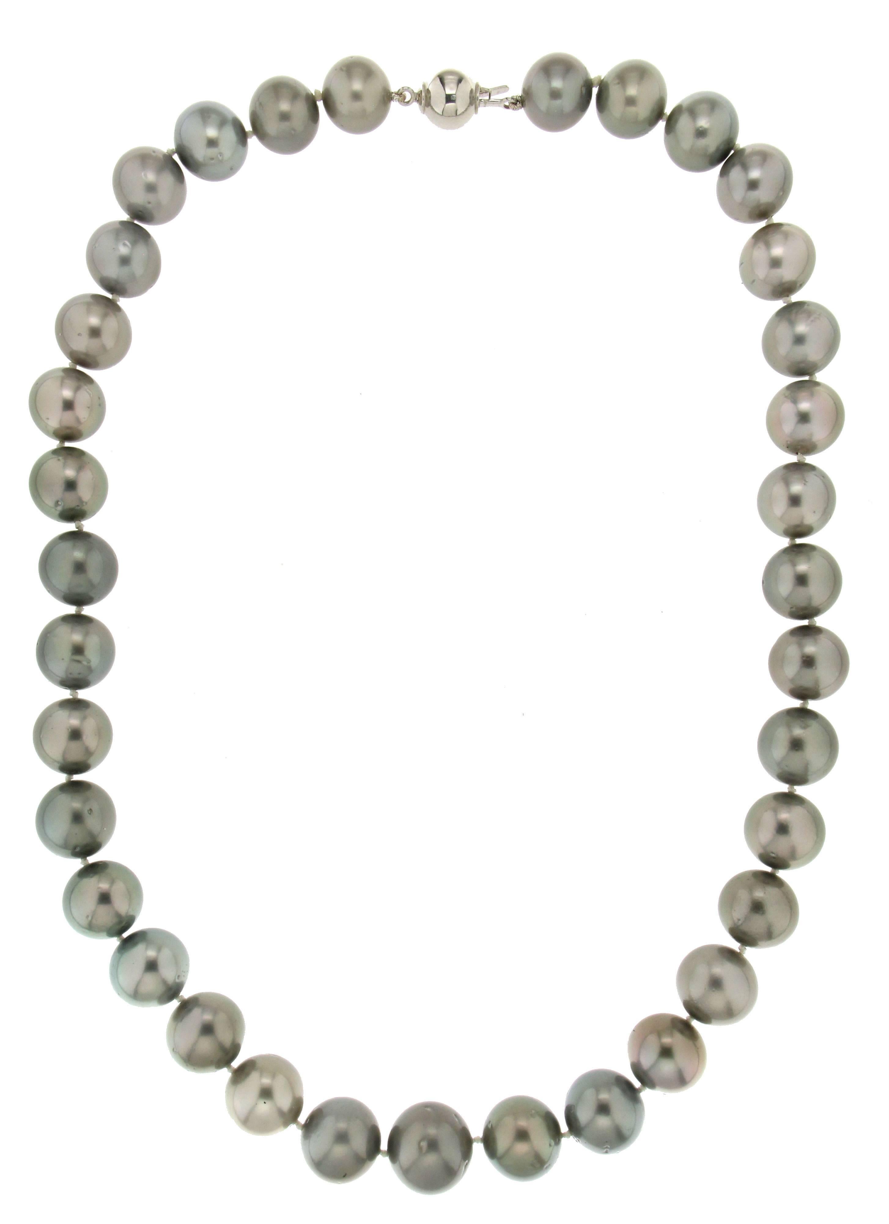 Handcraft Tahiti Pearls 18 Karat White Gold Clasp Strand Rope Necklace 2