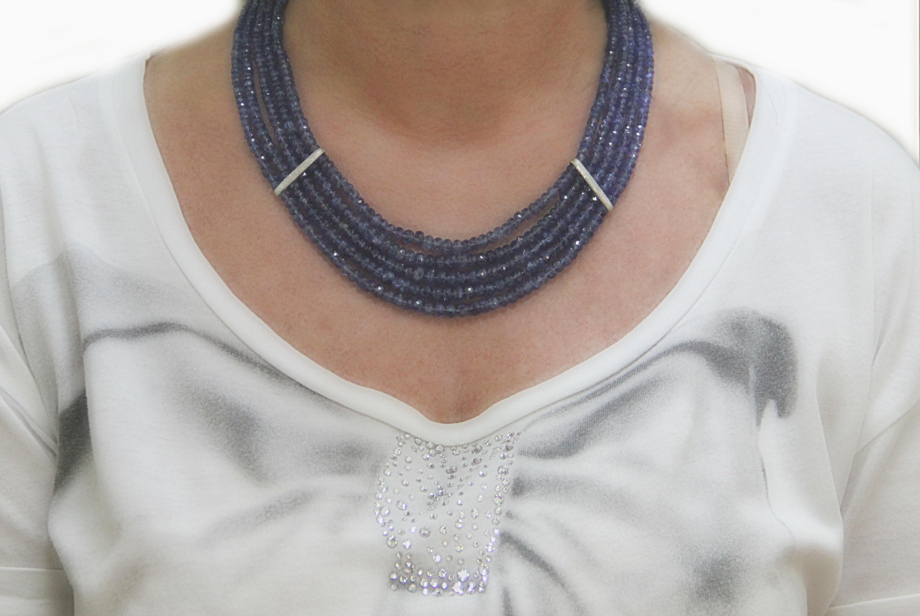 Artisan Handcraft Tanzanite 18 Karat White Gold Choker Necklace