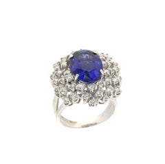 Handcraft Tanzanite 18 Karat White Gold Diamonds Cocktail Ring