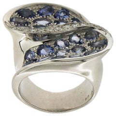 Handcraft Tanzanite 18 Karat White Gold Diamonds Cocktail Ring