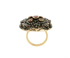 Handcraft Tourmaline 14 Karat Yellow Gold Diamonds Cocktail Ring