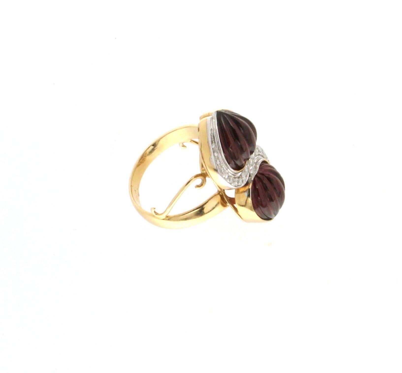 Handcraft Tourmaline 18 Karat White and Yellow Gold Diamonds Cocktail Ring For Sale 6