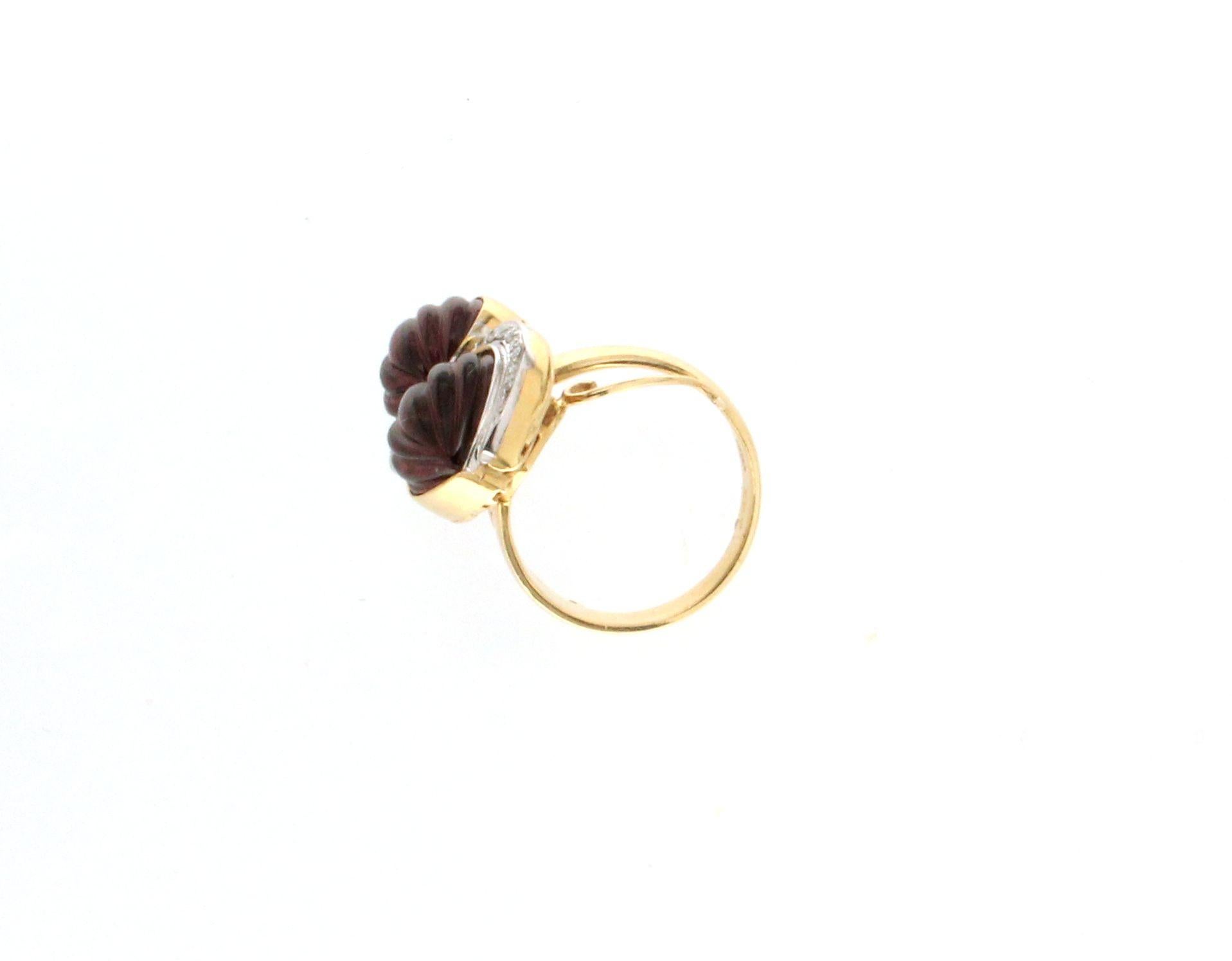 Handcraft Tourmaline 18 Karat White and Yellow Gold Diamonds Cocktail Ring For Sale 2