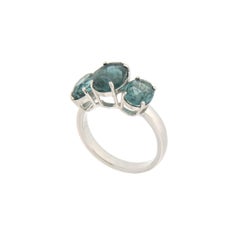 Anello cocktail artigianale con tormalina in oro bianco 18 carati