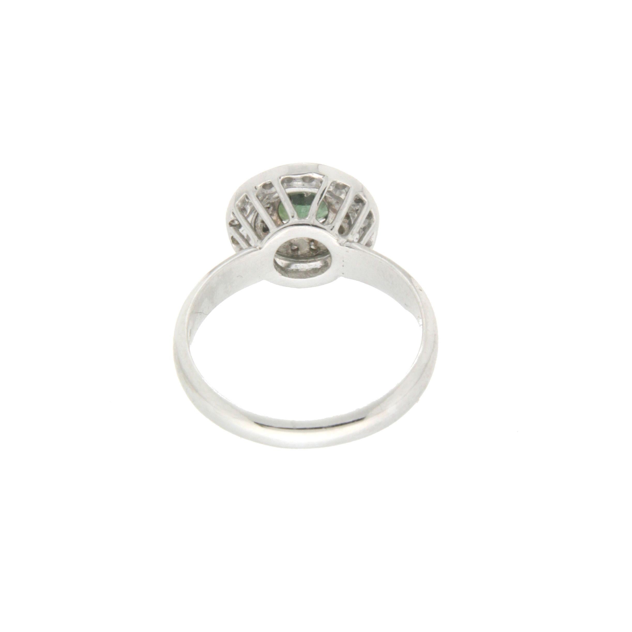 Brilliant Cut Handcraft Tourmaline 18 Karat Yellow and White Gold Diamonds Cocktail Ring For Sale