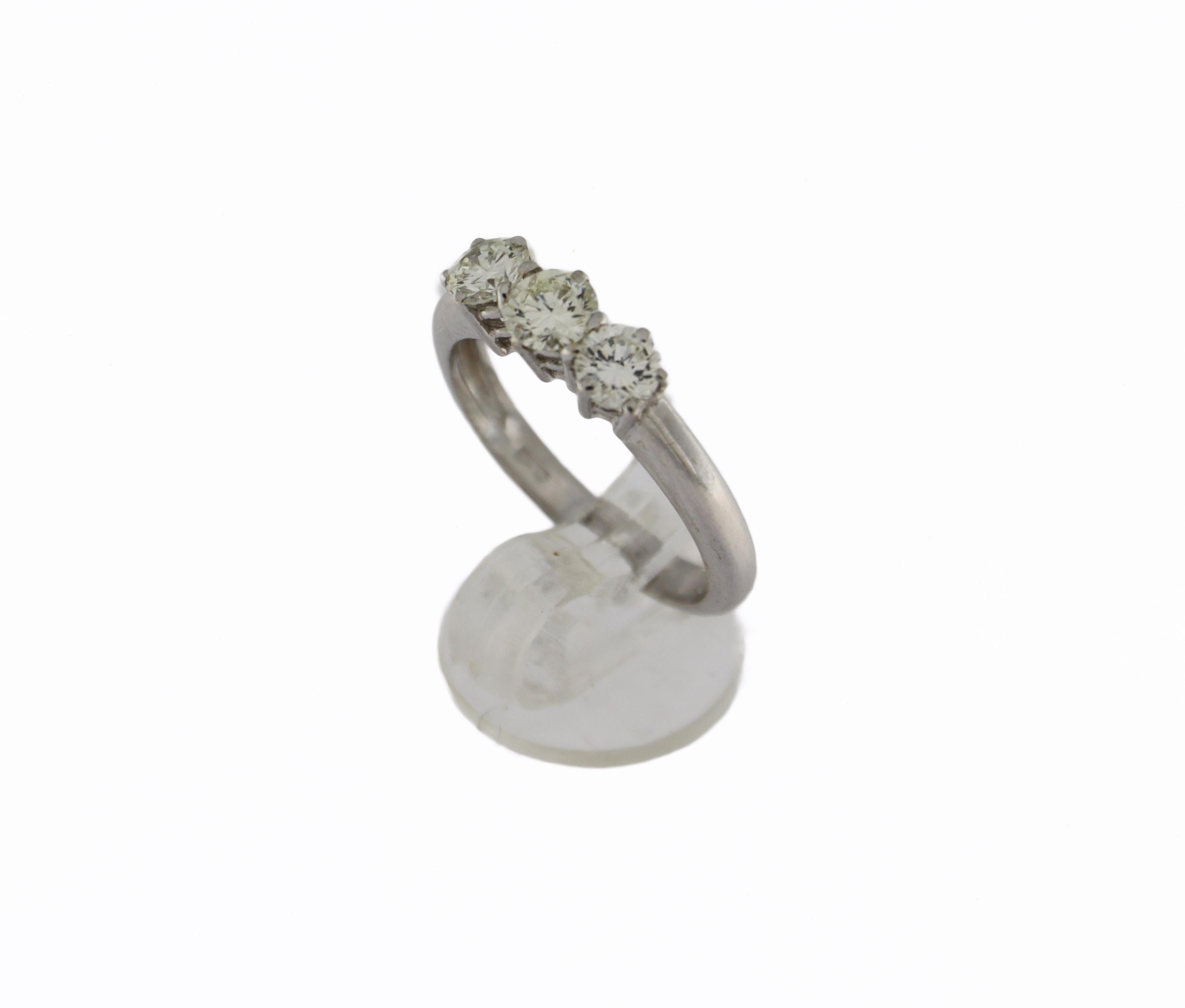 Handcraft Trilogy Diamond 18 Karat White Gold Engagement Ring For Sale 6