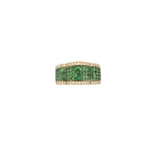 Handcraft Tsavorite 18 Karat Yellow and White Gold Diamonds Cocktail Ring