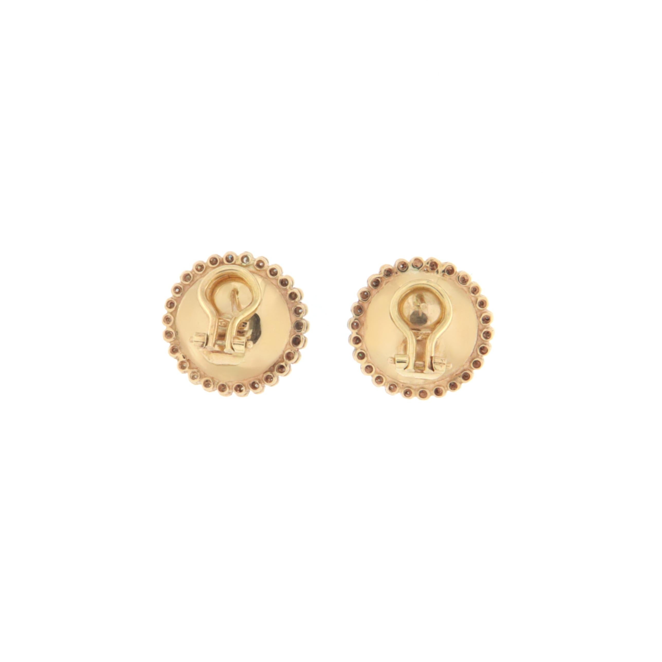 Turquoise Diamonds  14 Karat Yellow Gold  Stud Earrings In New Condition For Sale In Marcianise, IT