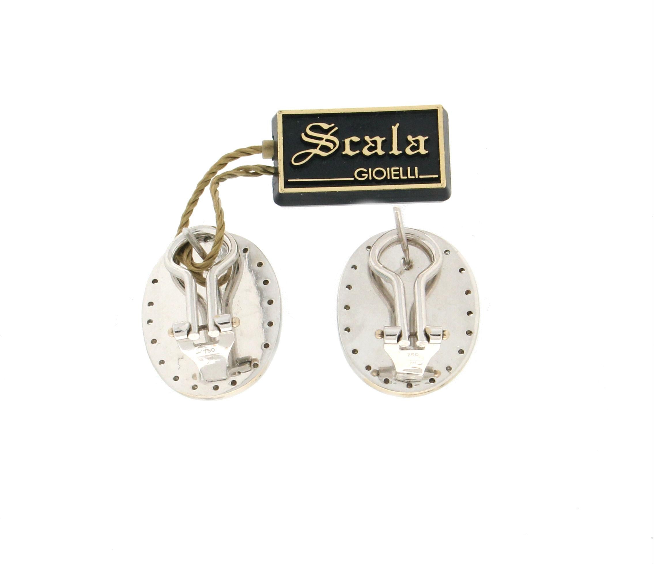 Artisan Handcraft Turquoise 18 Karat White Gold Diamonds Stud Earrings