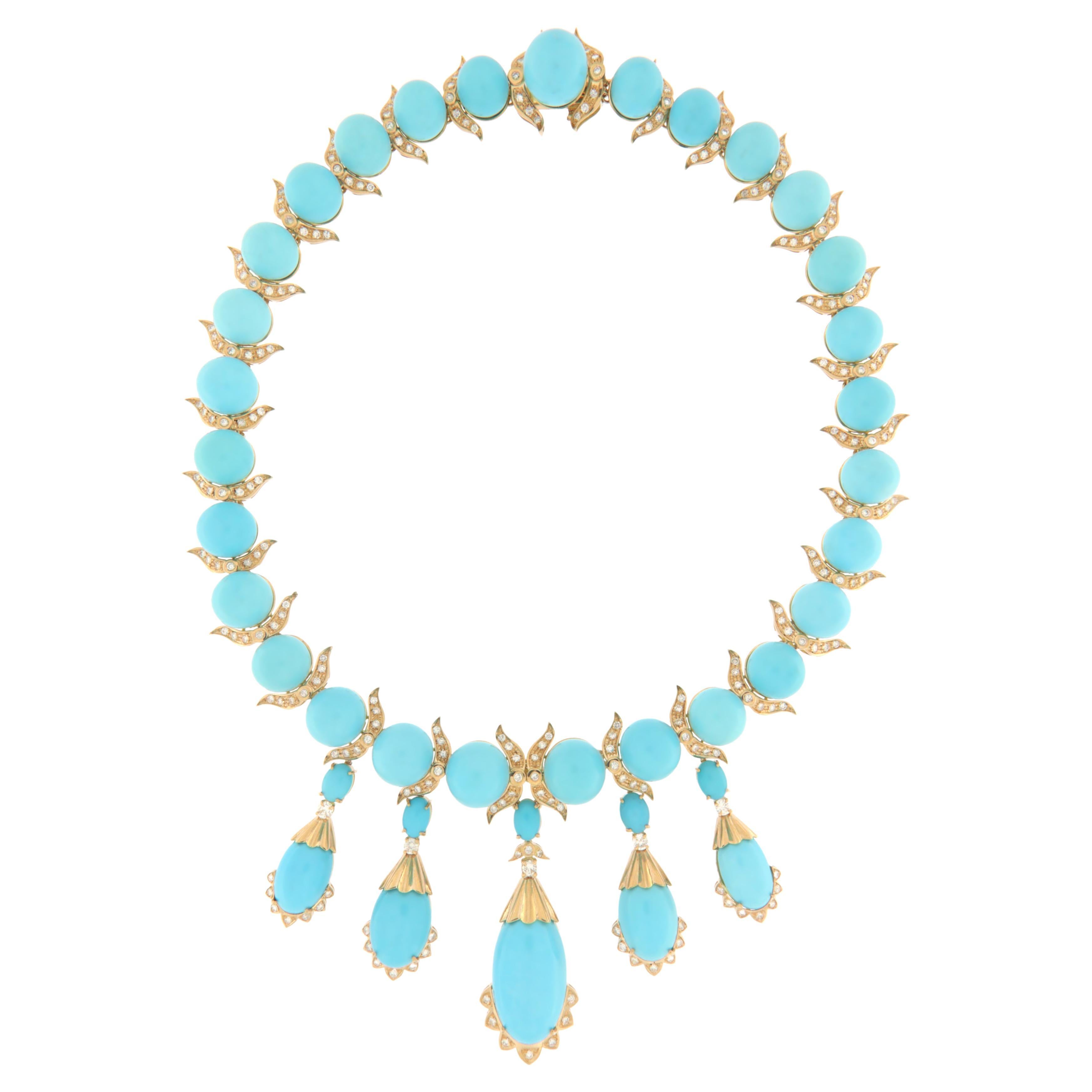 18 Karat Yellow Gold Philippe Charriol Diamond Cable Choker Necklace at