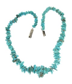 Handcraft Turquoise 800 Karat Silver Clasp Rope Necklace