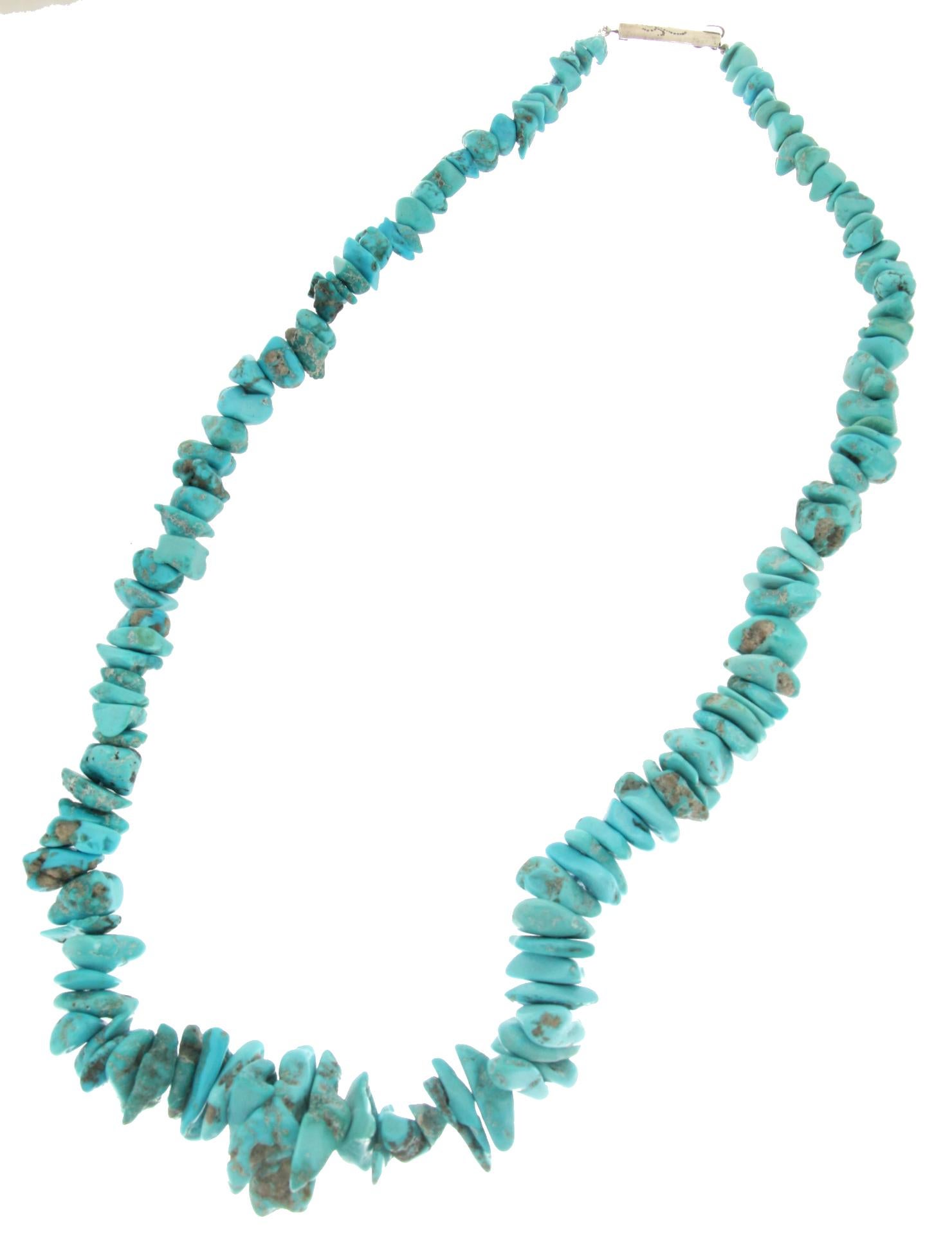 Handgefertigte Seil-Halskette mit 800 Karat Silberverschluss in Türkis (Kunsthandwerker*in) im Angebot