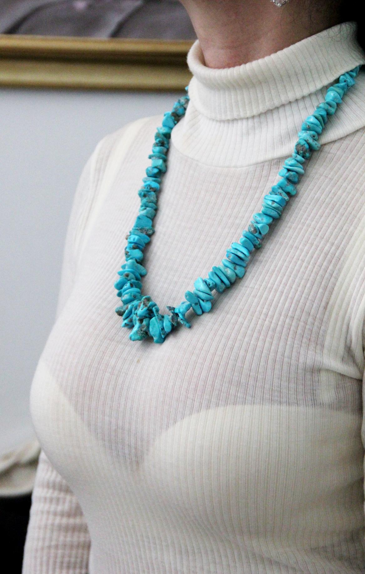 Handgefertigte Seil-Halskette mit 800 Karat Silberverschluss in Türkis im Zustand „Neu“ im Angebot in Marcianise, IT