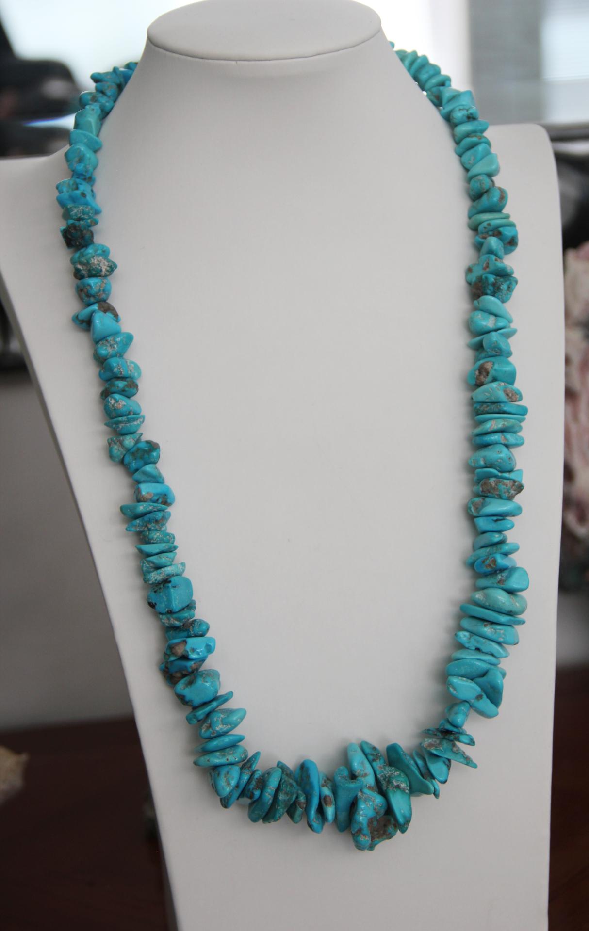 Handgefertigte Seil-Halskette mit 800 Karat Silberverschluss in Türkis für Damen oder Herren im Angebot