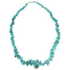 Handcraft Turquoise 800 Karat Silver Clasp Rope Necklace