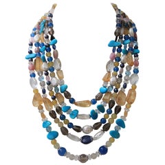 Handgefertigte Halskette, Türkis 800 Tausende Silber Citrin Achat Perlen Perlen