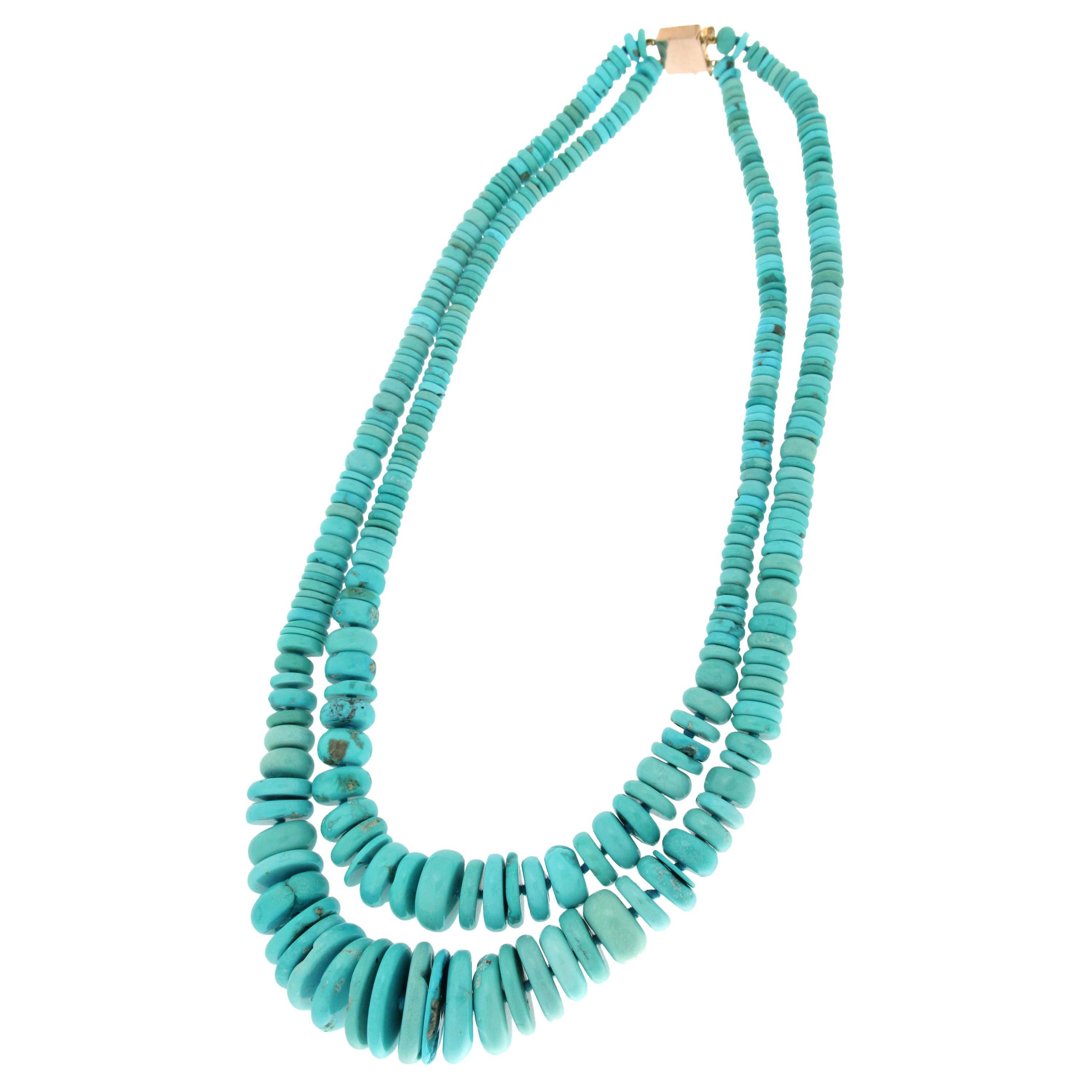 z188-w3 Details about   Multi-strands old looking rustic Africa turquoise nuggets necklace/ 