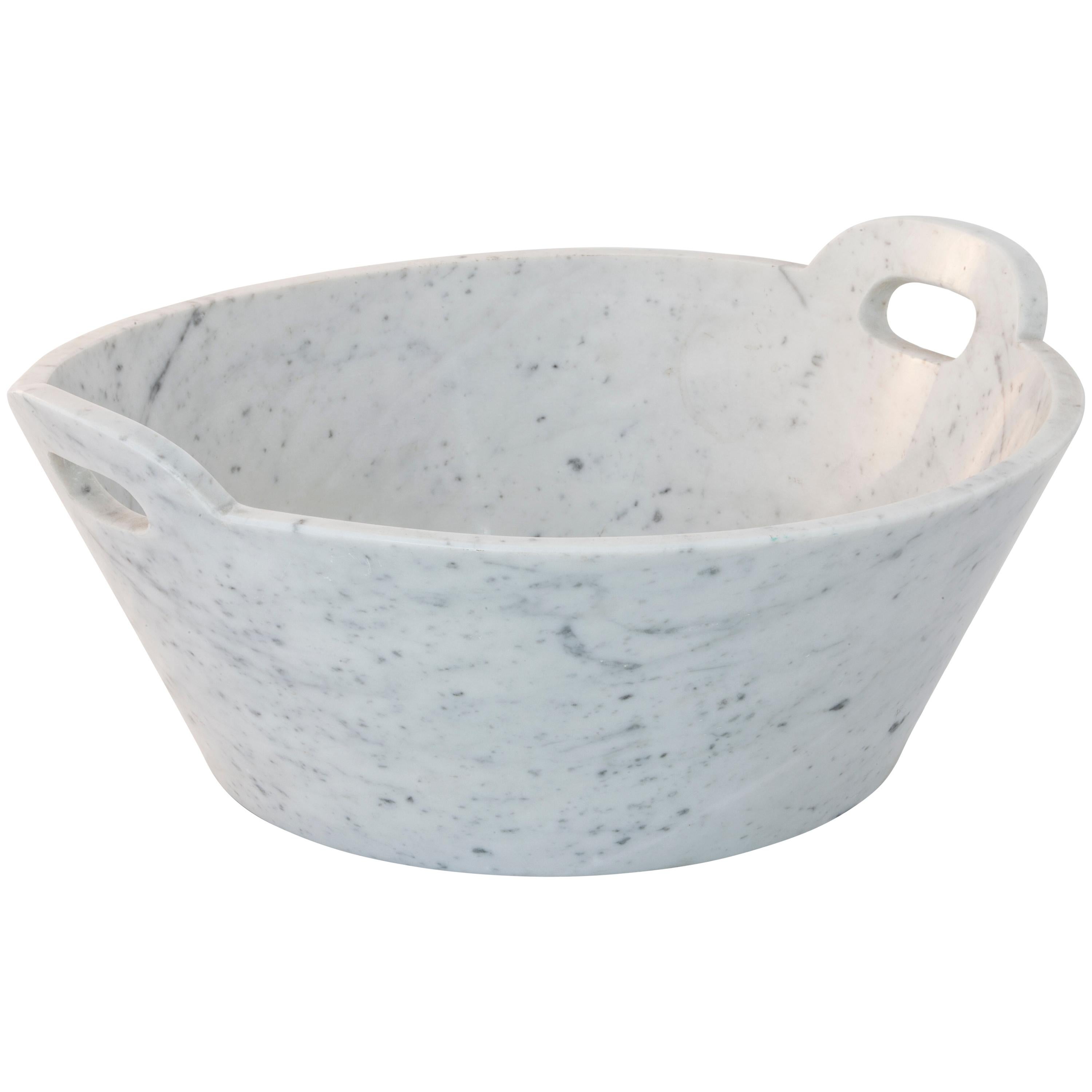 Handmade White Carrara Marble Big Basket