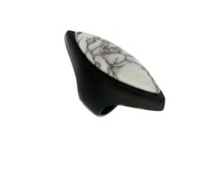 Handcraft White Turquoise Ebony Cocktail Ring