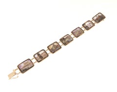 Bracelet manchette artisanal camées en or jaune 9 carats