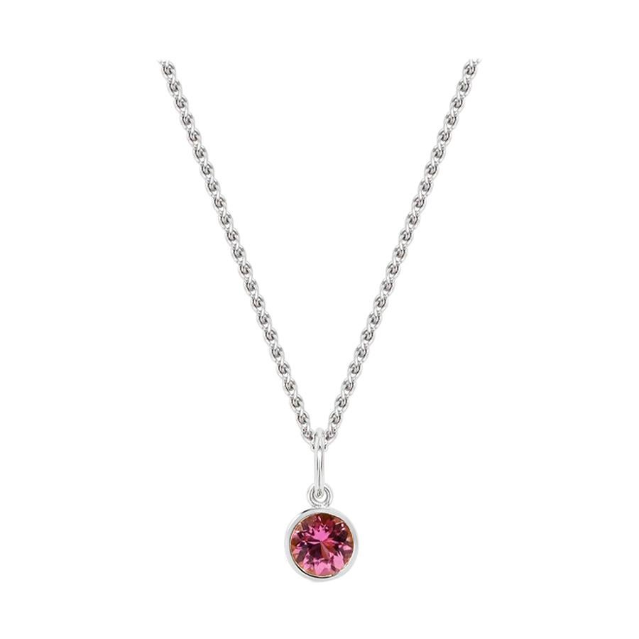 Handcrafted 0.50 Carat Pink Tourmaline 18 Karat White Gold Pendant Necklace For Sale