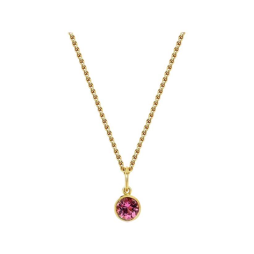 Handcrafted 0.50 Carat Pink Tourmaline 18 Karat Yellow Gold Pendant Necklace