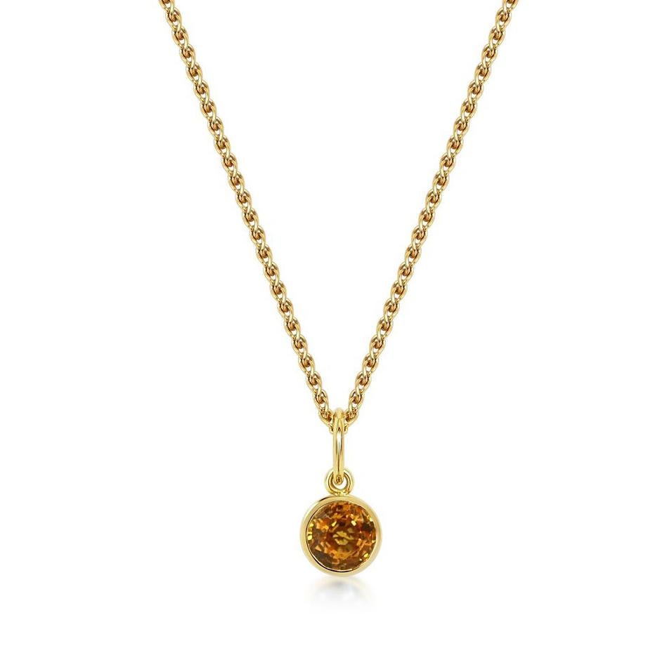 Handgefertigte Halskette mit 0,65 Karat gelbem Saphir und 18 Karat Gelbgold-Anhänger (Rundschliff) im Angebot