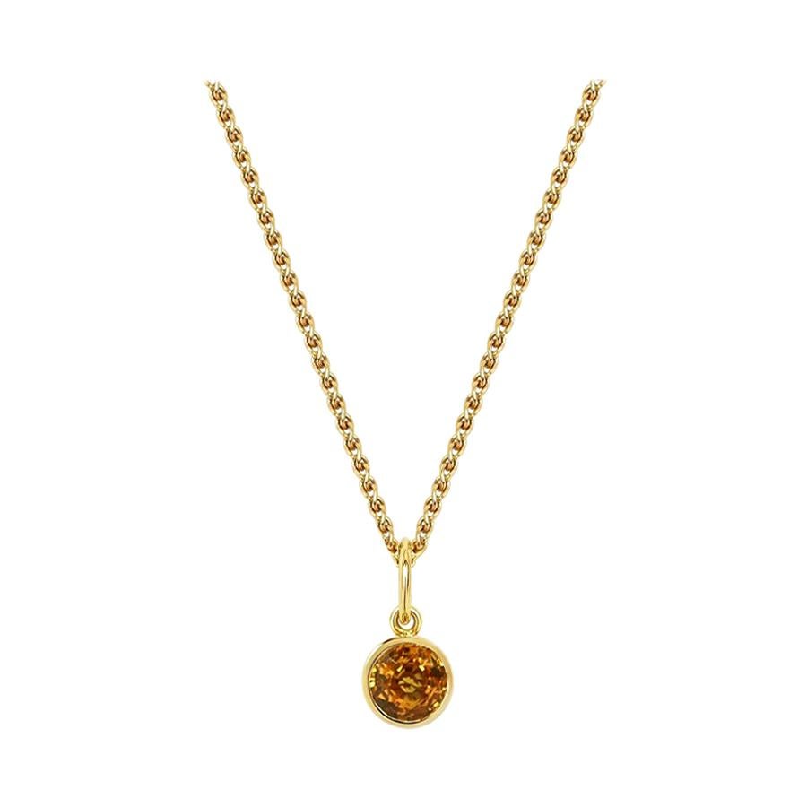 Handcrafted 0.65 Carat Yellow Sapphire 18 Karat Yellow Gold Pendant Necklace For Sale
