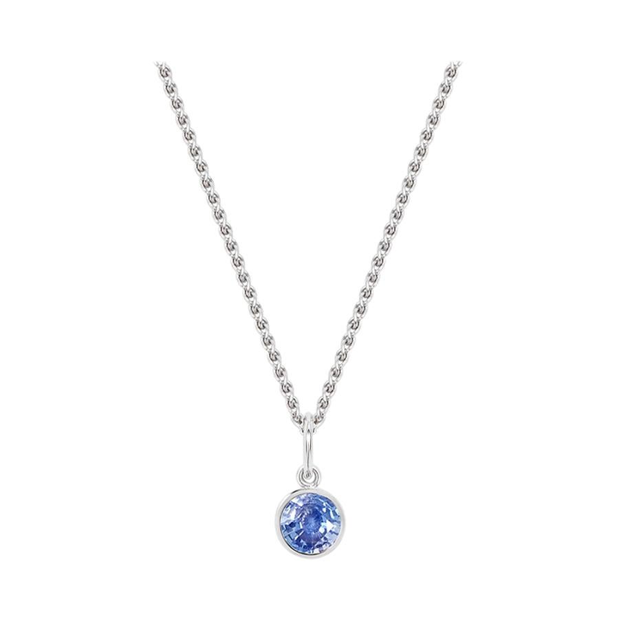 Handcrafted 0.65 Carat Blue Sapphire 18 Karat White Gold Pendant Necklace