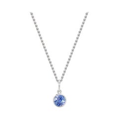 Handcrafted 0.65 Carat Blue Sapphire 18 Karat White Gold Pendant Necklace