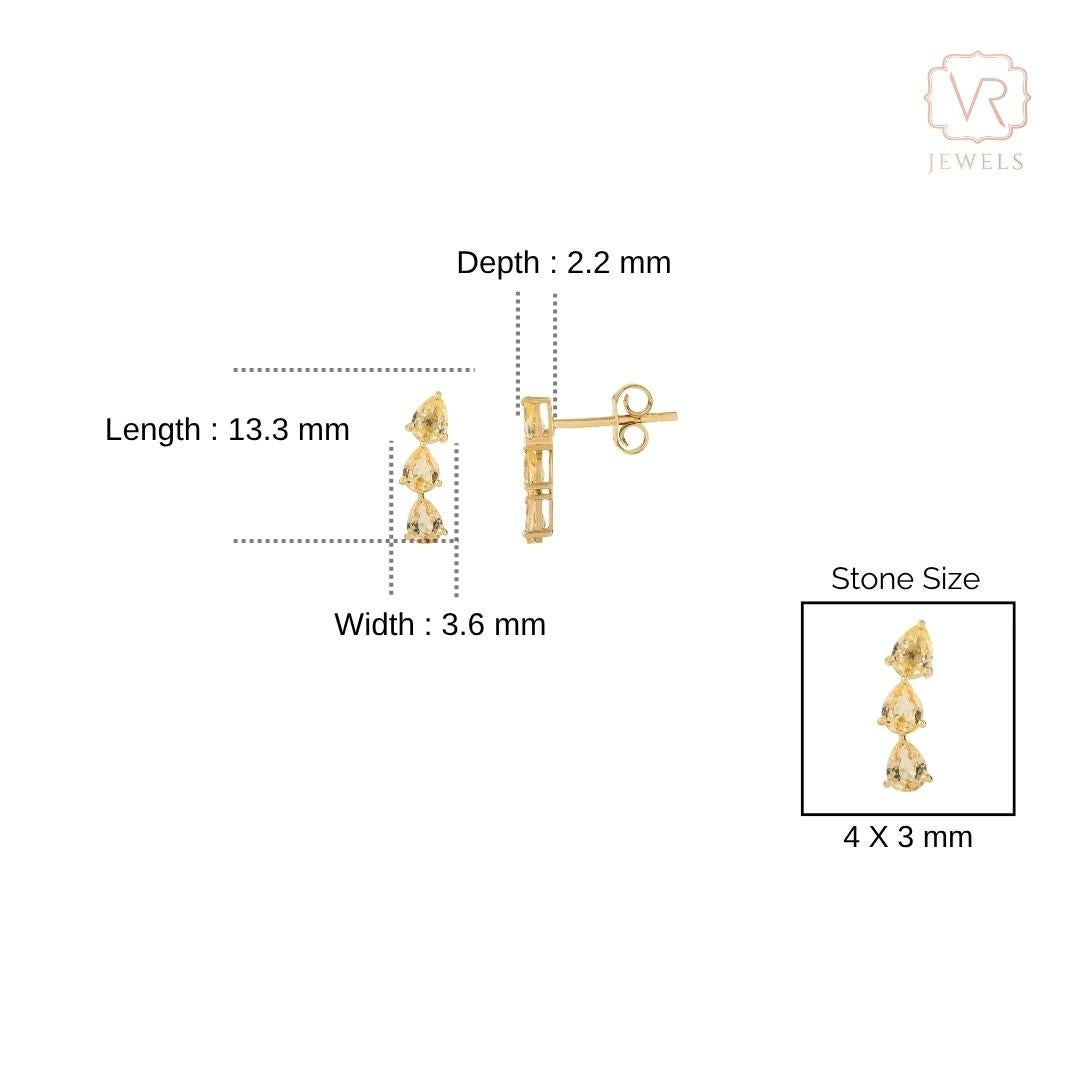 Boucles d'oreilles pendantes en or jaune 14K avec saphir en forme de poire de 1,16 ct fait à la main en vente 4