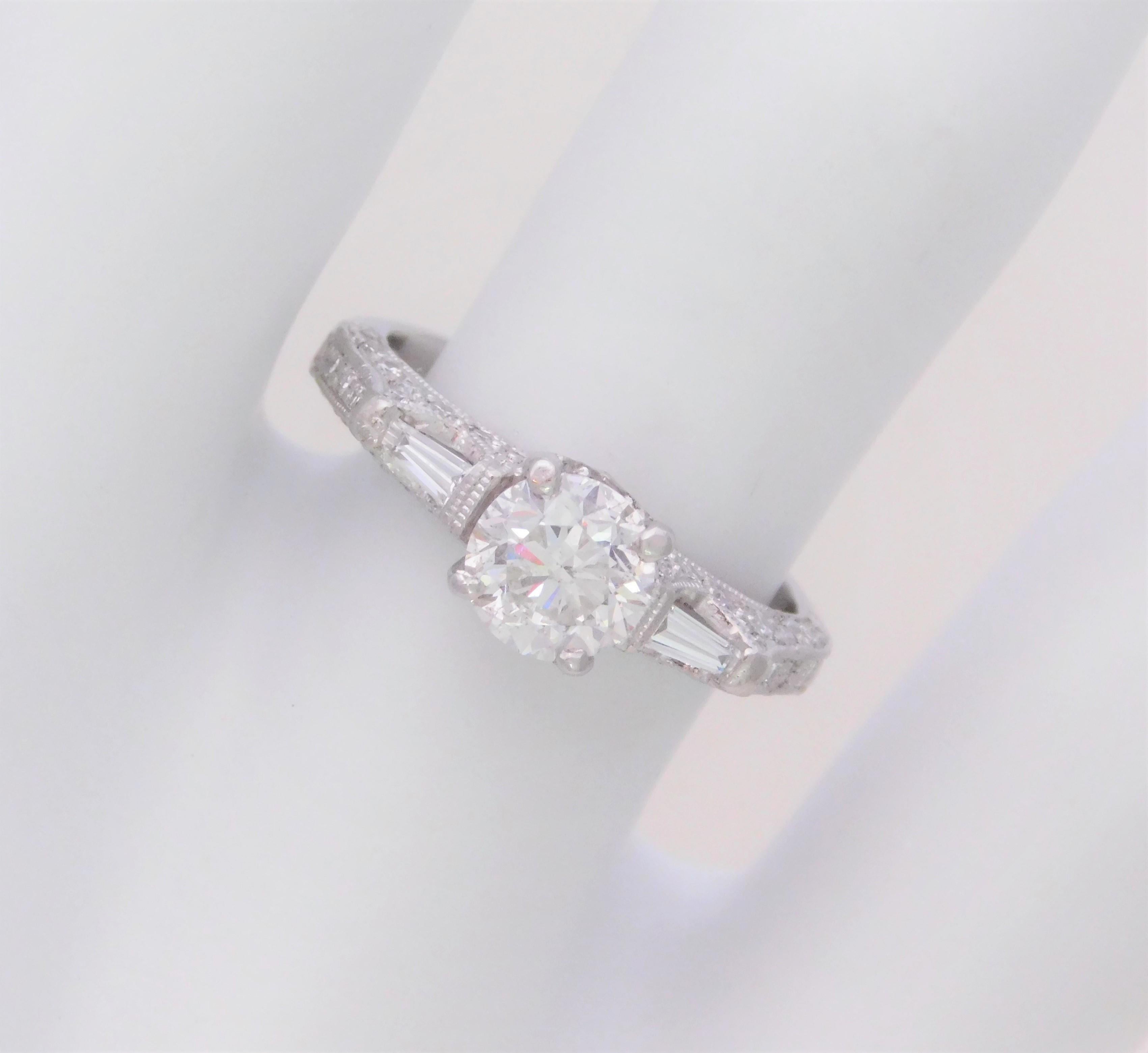 Handcrafted 1.30 Carat Edwardian Style Platinum Diamond Engagement Ring 4