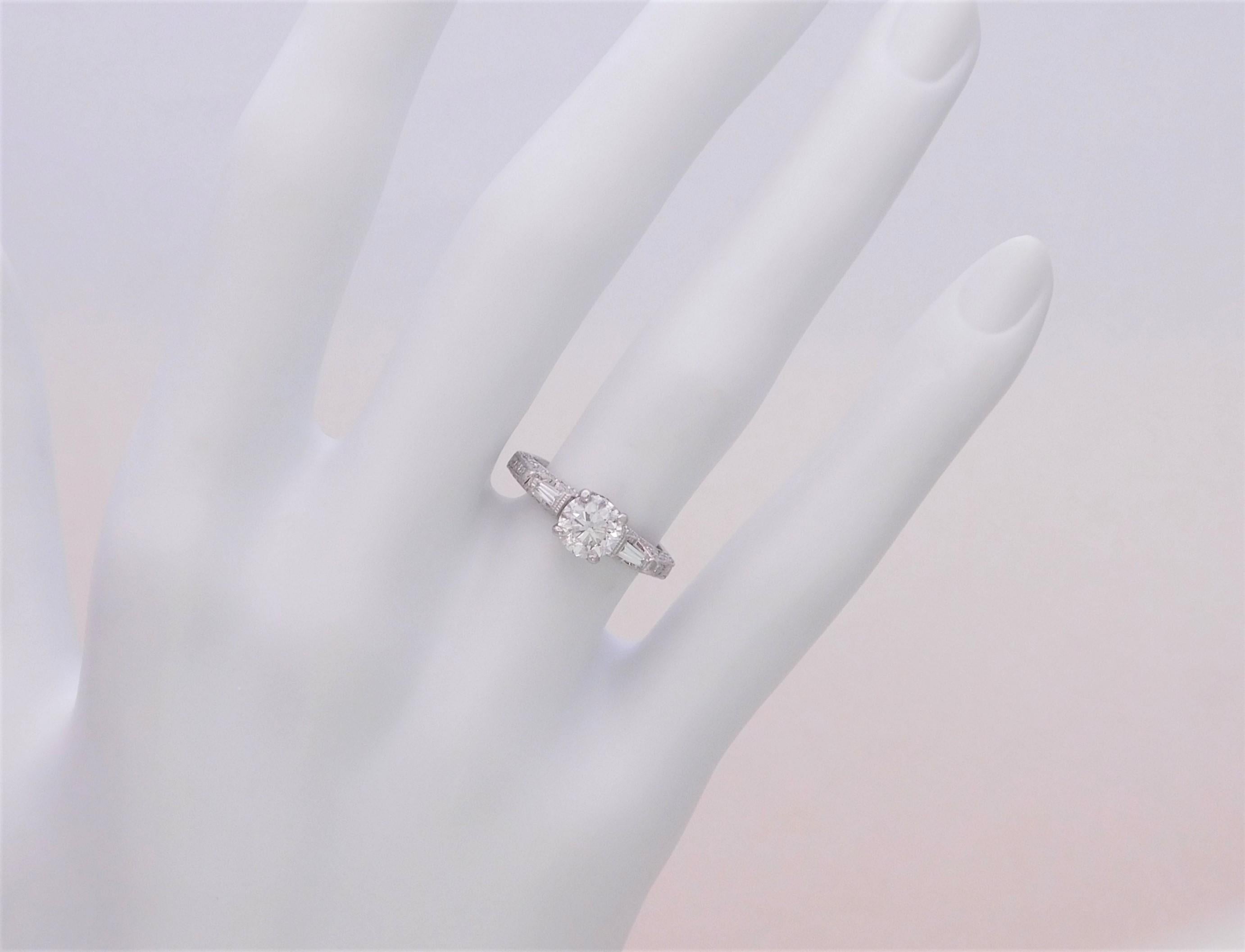 Handcrafted 1.30 Carat Edwardian Style Platinum Diamond Engagement Ring 5