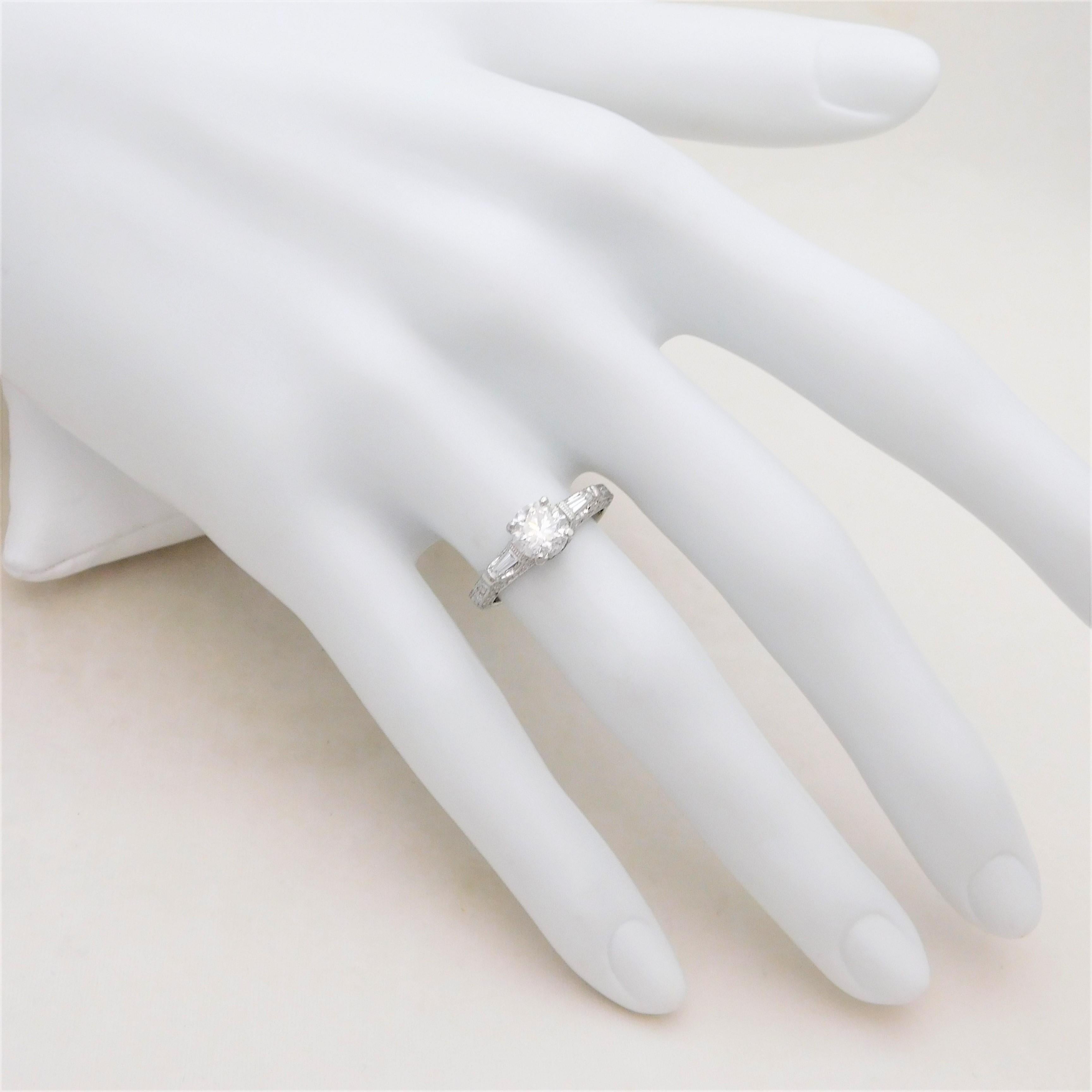 Handcrafted 1.30 Carat Edwardian Style Platinum Diamond Engagement Ring 6