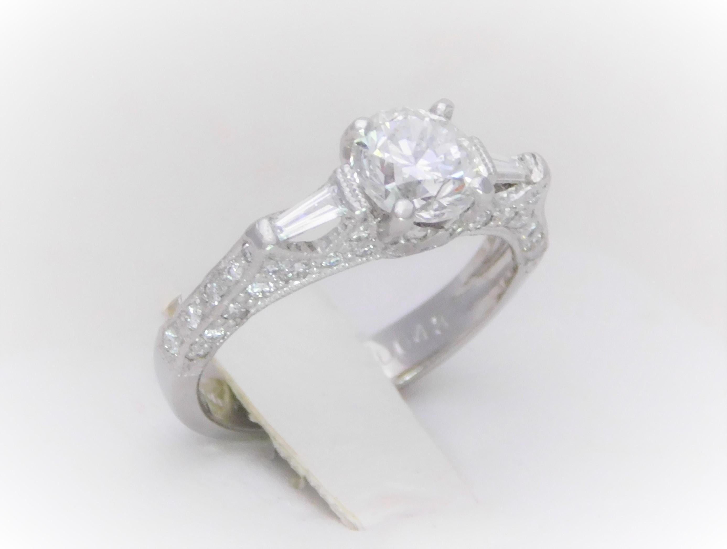 Handcrafted 1.30 Carat Edwardian Style Platinum Diamond Engagement Ring 8