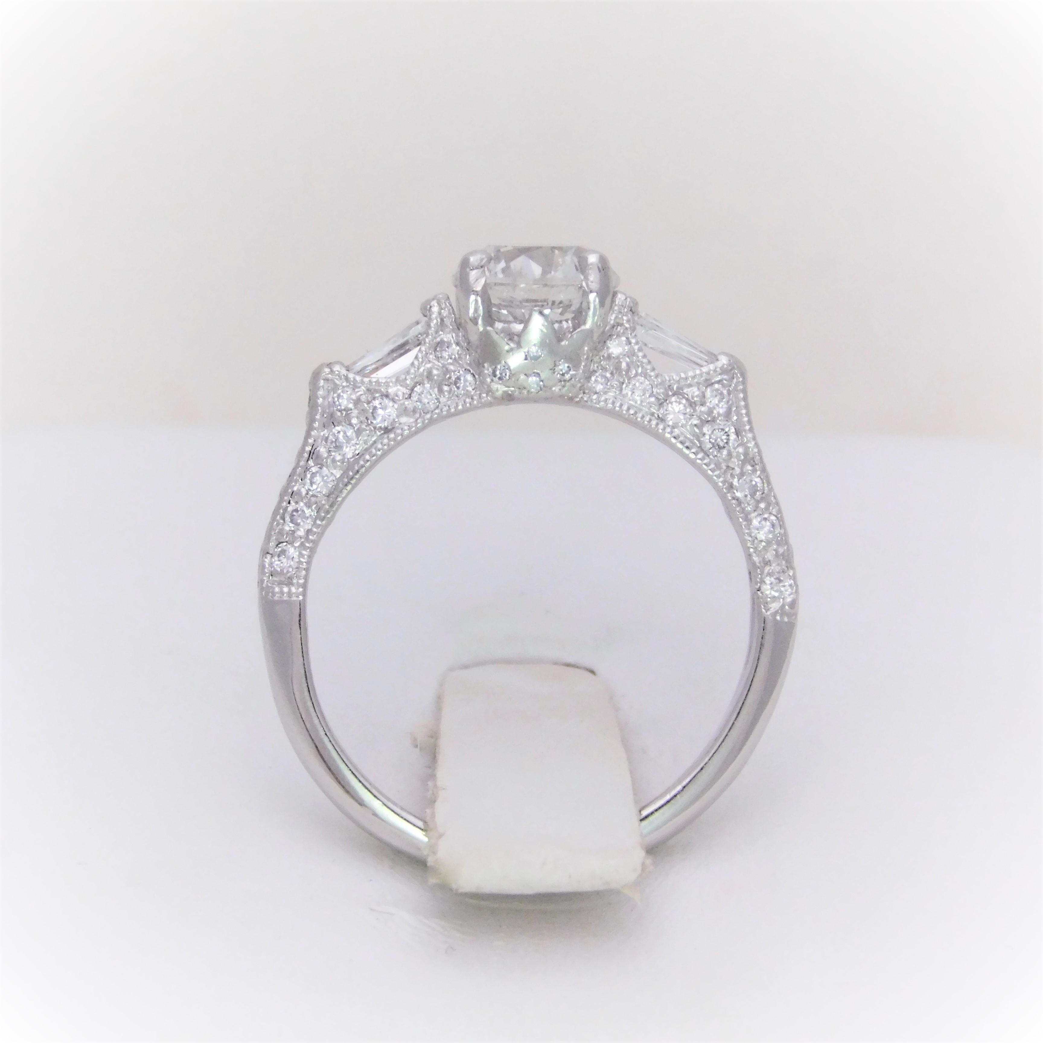 Handcrafted 1.30 Carat Edwardian Style Platinum Diamond Engagement Ring 9
