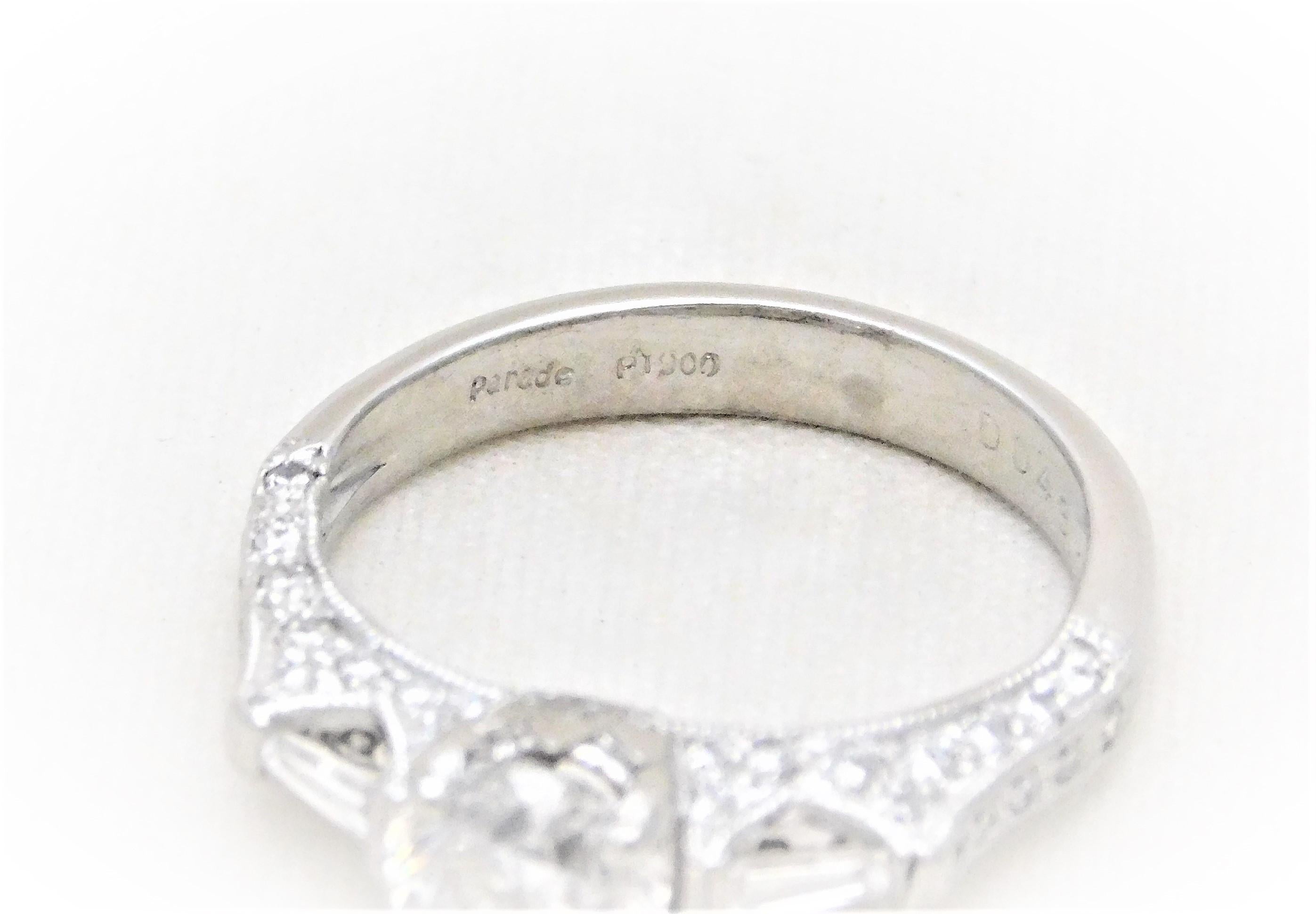 Handcrafted 1.30 Carat Edwardian Style Platinum Diamond Engagement Ring 11