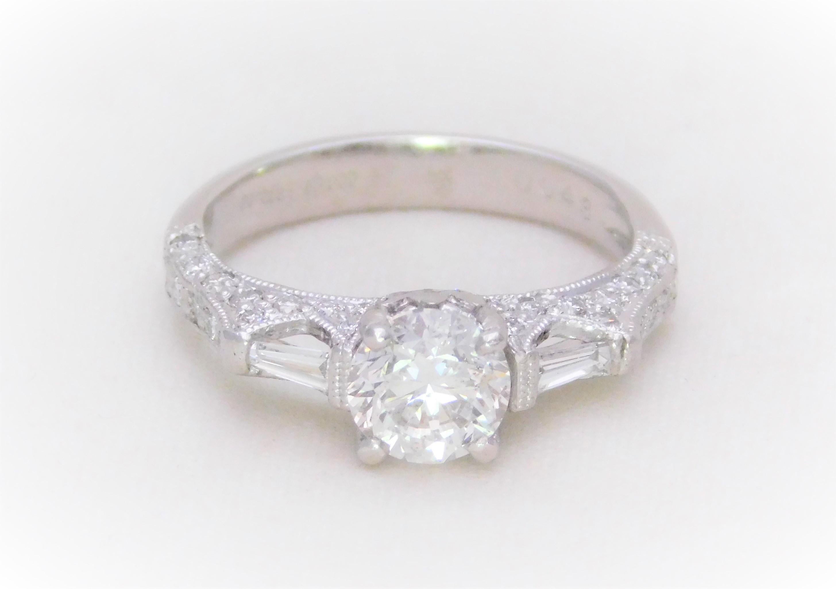 Handcrafted 1.30 Carat Edwardian Style Platinum Diamond Engagement Ring 12