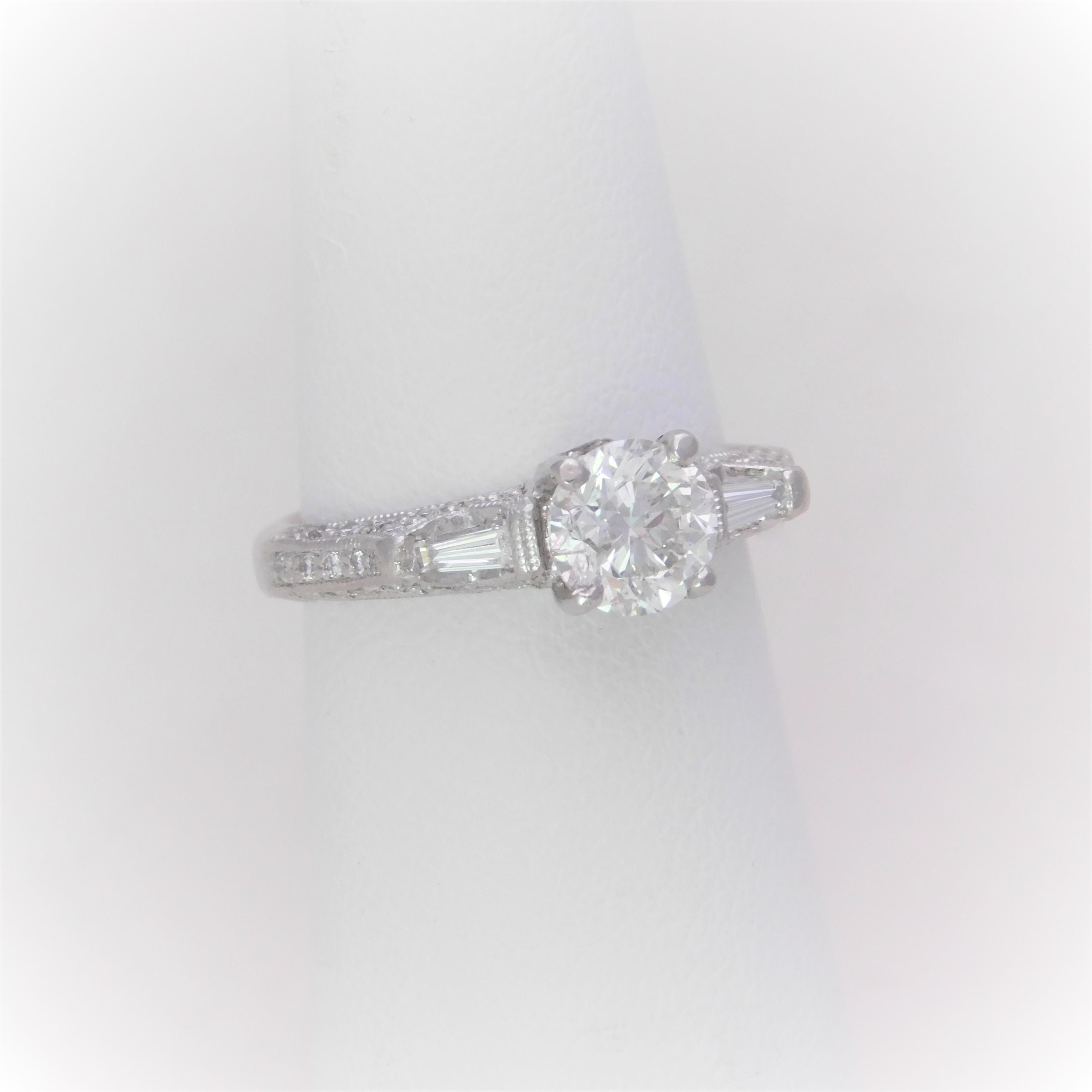 Handcrafted 1.30 Carat Edwardian Style Platinum Diamond Engagement Ring 1