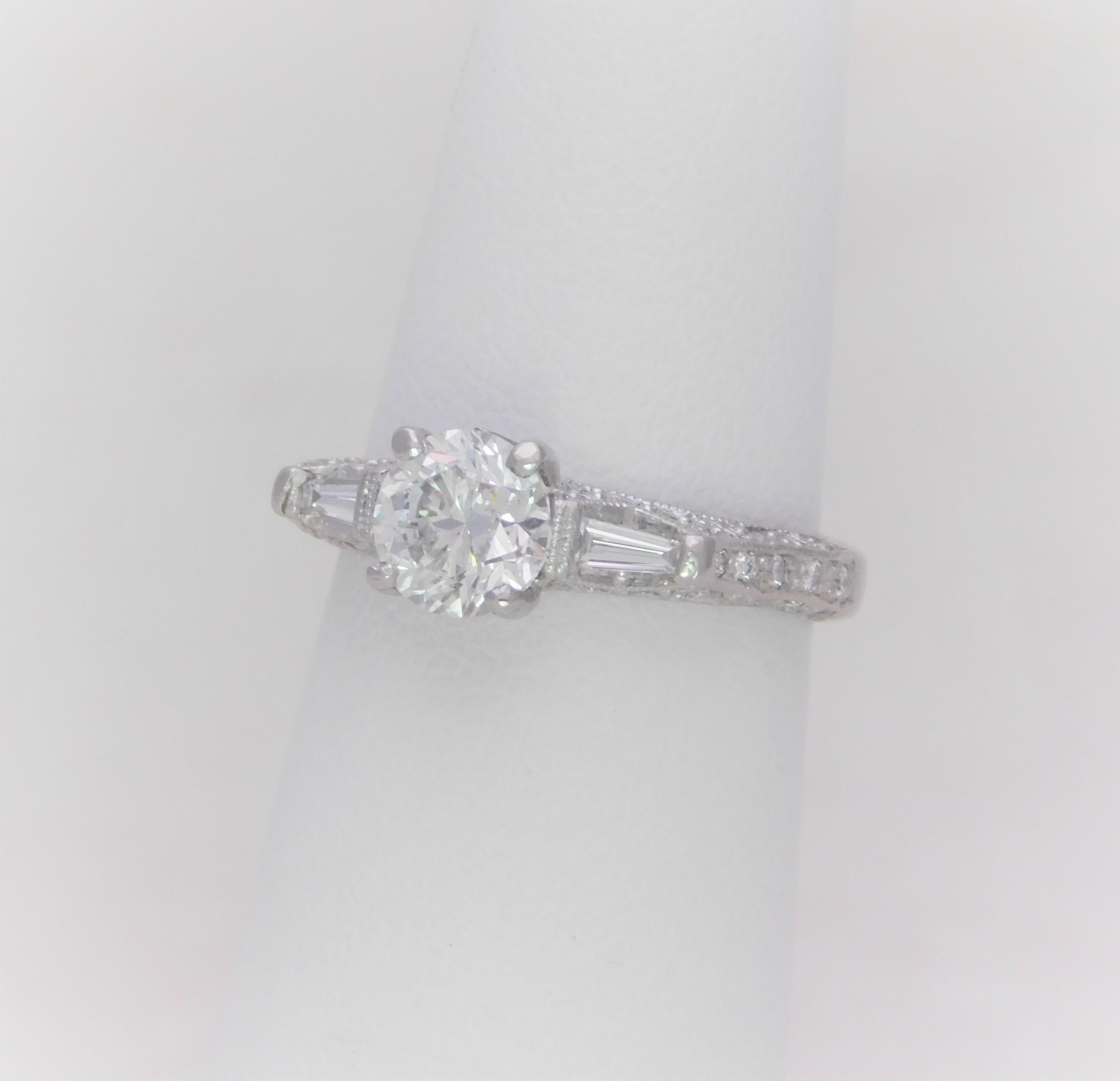Handcrafted 1.30 Carat Edwardian Style Platinum Diamond Engagement Ring 2