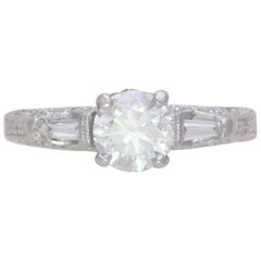 Handcrafted 1.30 Carat Edwardian Style Platinum Diamond Engagement Ring